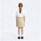 Everanne Girls Pleated School Uniform Skirt Elastic Waist Organic Lining Khaki