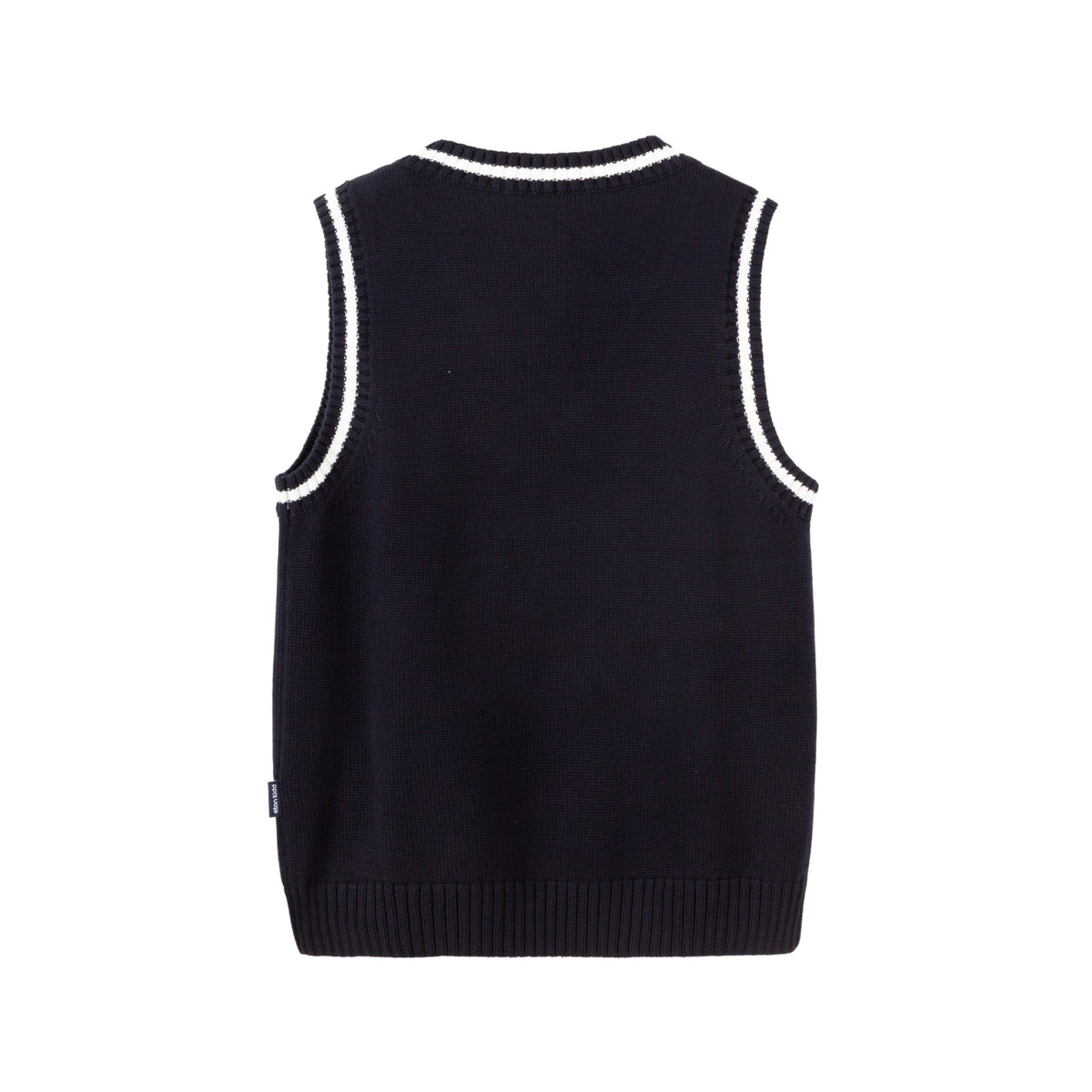 Everanne Cotton V-Neck Sweater Vest Striped Collar School Uniform Blue&white