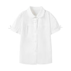 Everanne girls short-sleeve summer shirt with classic puff sleeves, white casual top for girls, lightweight and comfortable.