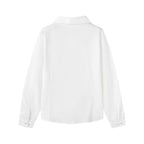 Everanne Girls Lace Trim Long Sleeve Blouse Club Collar Plum Buttons