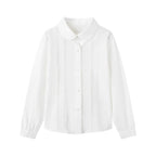 Everanne Girls Lace Trim Long Sleeve Blouse Club Collar Plum Buttons