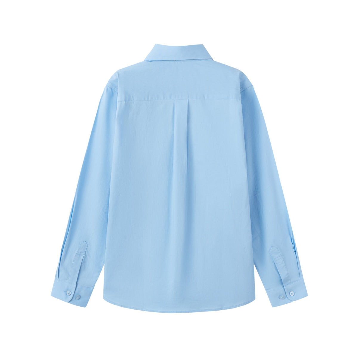 Everanne Boys Cotton Blend Long Sleeve Shirt Square Collar Patch Pocket Blue
