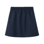 Everanne girls' navy preppy skirt with adjustable waist and built-in shorts, stylish and comfortable for school or casual wear.