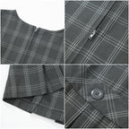 Everanne girls' grey plaid school uniform jumper dress with pleated skirt, featuring a classic and stylish design for school attire.