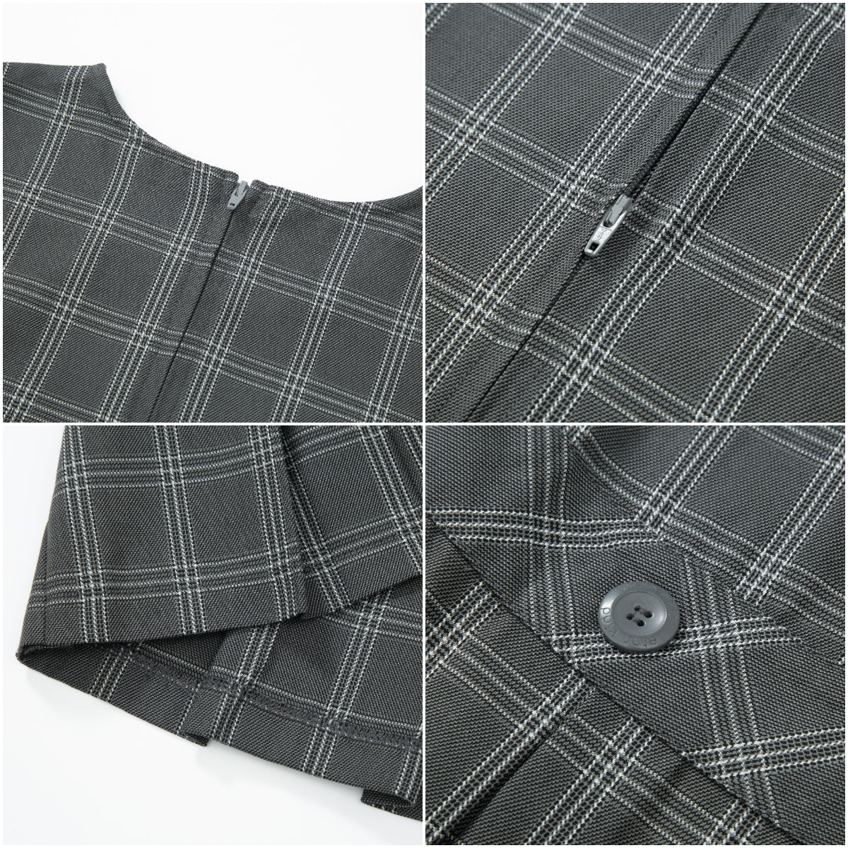 Everanne girls' grey plaid school uniform jumper dress with pleated skirt, featuring a classic and stylish design for school attire.