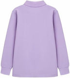 Everanne unisex lilac long sleeve polo shirt with collar, ideal for uniforms, featuring a comfortable fit and classic design.