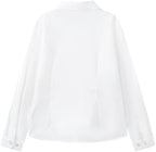 Everanne girls' stretch poplin long sleeve school shirt with a club collar, tailored fit, and classic design.