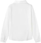 Everanne girls' lace trim long sleeve blouse with club collar and plum buttons, stylish top for girls.