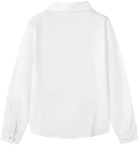 Everanne girls' lace trim long sleeve blouse with club collar and plum buttons, stylish top for girls.