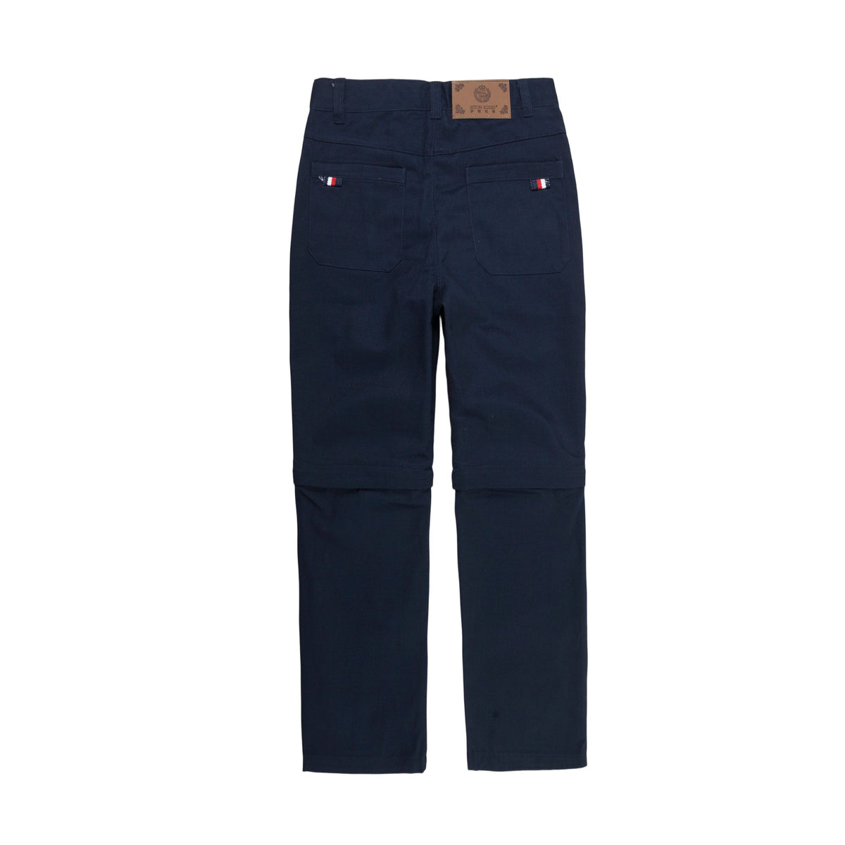 Everanne Lightweight Twill Pants with Removable Campus Strap Elastic and Adjustable Waistband Cotton Nylon Blend Leather Tab
