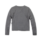 Everanne Girls Cotton Bow Cardigan Sweater with Round Collar Waist Detail Gray