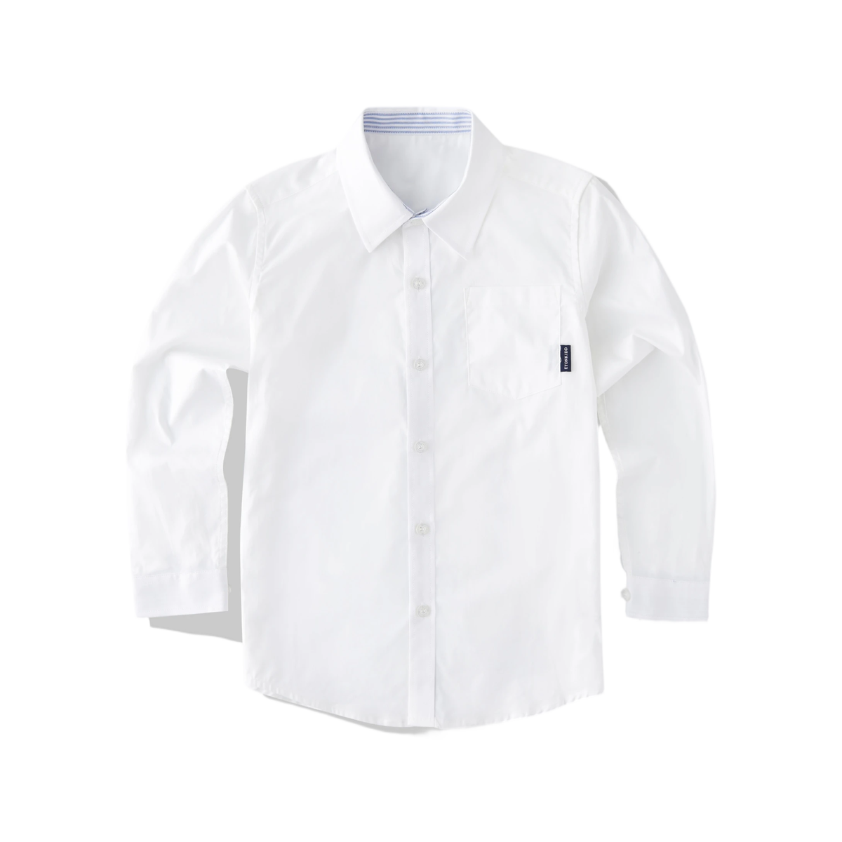 Everanne Girls Cotton Oxford Long Sleeve Shirt Square Collar Pearl Buttons