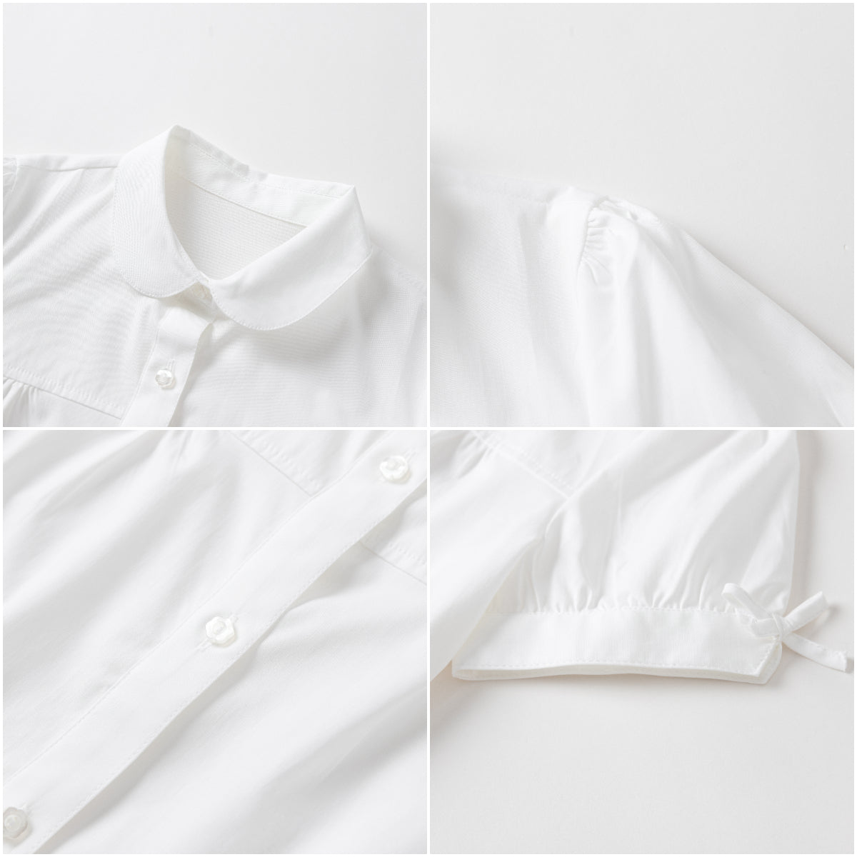 Everanne girls short-sleeve white summer shirt with classic puff sleeves, casual top perfect for warm weather.