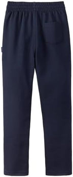 Everanne blue slim tapered jogger sweatpants with elastic waist and cuffed hems, made of cotton and nylon.