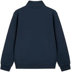 Everanne unisex youth navy zip-up sports jacket with stand collar and ribbing, designed for active wear and casual style.