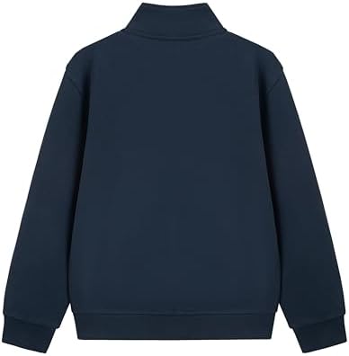 Everanne unisex youth navy zip-up sports jacket with stand collar and ribbing, designed for active wear and casual style.