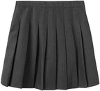 Everanne girls' grey pleated school uniform skirt with elastic waist and organic lining, perfect for school attire.