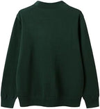 Everanne unisex green cotton cardigan sweater with V-neck and windproof knit cuffs, lightweight and stylish.