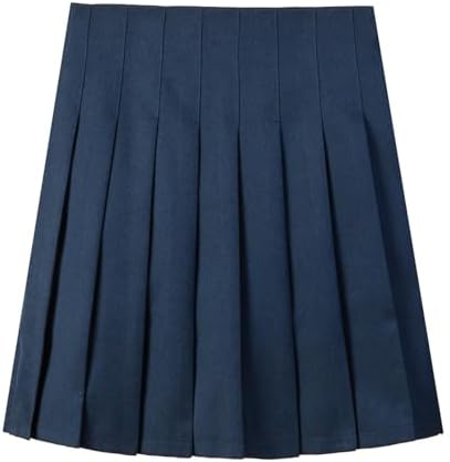 Everanne girls pleated school uniform skirt with elastic waist, blue color, organic lining, ideal for school wear.