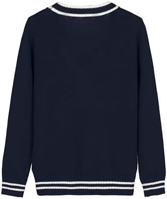 Everanne striped cardigan sweater with contrast collar and windproof cuffs, featuring a cozy, stylish design.