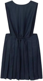 Everanne girls' navy twill pleated dress with side zipper and classic backpack design, suitable for casual or school wear.