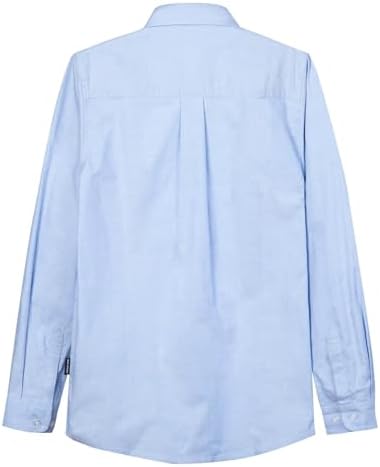 Everanne boys long sleeve cotton oxford shirt with button-down collar, classic blue top perfect for casual or formal wear