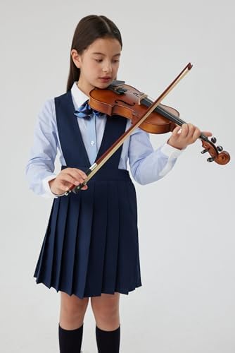 Everanne girls' navy twill pleated dress with side zipper, featuring classic backpack design, suitable for ages and casual wear.