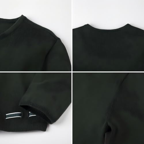 Everanne girls cotton cardigan sweater with round collar, bow detail, and waist design in green, perfect for casual wear.