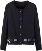 Everanne girls cotton bow cardigan sweater with round collar and waist detail, featuring a cute bow embellishment.