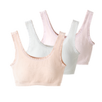 Everanne girls seamless training bra with lace trim and jacquard pattern.