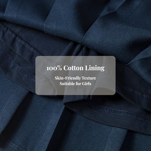Everanne girls' blue pleated school uniform skirt with elastic waistband and organic lining, perfect for school attire.