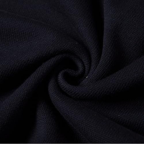 Everanne unisex black V-neck pullover sweater with stripe trim, cotton material, and windproof cuffs.