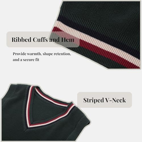 Everanne boys cotton V-neck sweater vest with striped collar, suitable for school uniforms, featuring a classic and comfortable design.