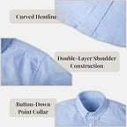Everanne boys long sleeve cotton Oxford shirt with button-down collar, classic casual top for boys, in blue fabric.