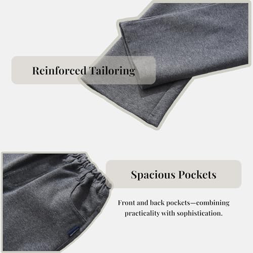 Everanne boys Roma knit slim fit pants in charcoal gray with dual elastic waistbands and resin button detail.