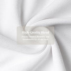 Everanne white unisex long sleeve cotton blend polo shirt with ribbed collar displayed on a hanger.