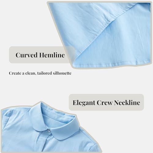 Everanne girls' blue stretch poplin long sleeve school shirt with a club collar, ideal for school uniforms and casual wear.