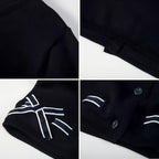 Everanne girls' cotton cardigan sweater with bow detail, round collar, and waist design, perfect for casual or formal wear.