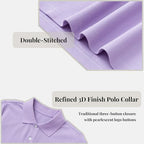 Everanne unisex lilac long sleeve polo shirt featuring a classic collar and button front, ideal for uniforms.