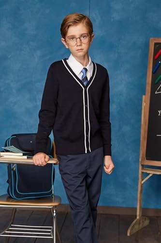 Everanne striped cardigan sweater featuring a contrast collar and windproof cuffs, stylish and cozy for everyday wear.