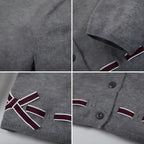 Everanne girls gray cotton cardigan sweater with round collar and waist detail, featuring a cute bow design.