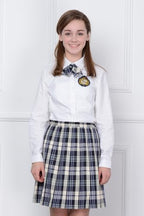 Everanne girls' cotton oxford long sleeve shirt with square collar and pearl buttons, casual girls' tops.