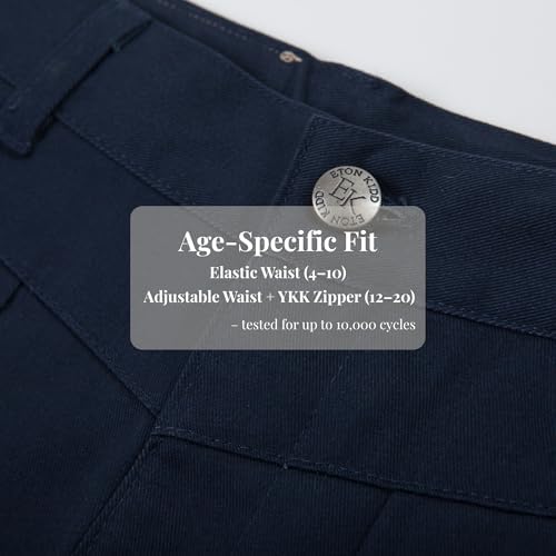 Everanne lightweight twill pants with removable campus strap, elastic and adjustable waistband, cotton nylon blend with leather tab