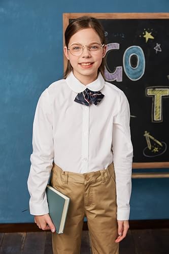 Everanne girls' long sleeve stretch poplin school shirt with a club collar, made of comfortable, tailored fabric for school uniforms.