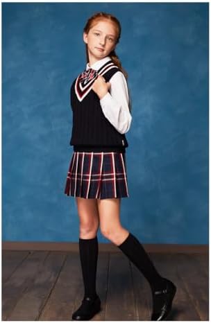 Everanne girls woven checkered pleated skirt with dual waist YKK zipper, stylish school uniform or casual wear.