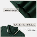 Everanne unisex cotton blend long sleeve polo shirt with ribbed collar in green, casual wear for men and women.