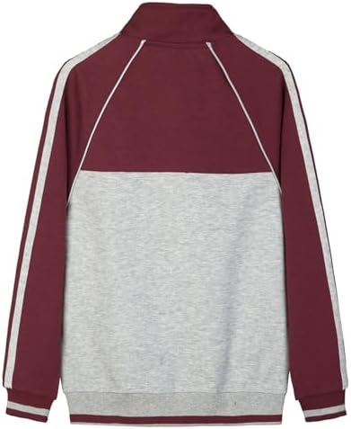 Everanne youth sports zip-up jacket with stand collar and colorblock red stripes, ideal for active wear and athletic activities.