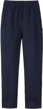 Everanne slim tapered jogger pants in blue with elastic waistband, cotton nylon blend, and cuffed hems, suitable for casual wear.