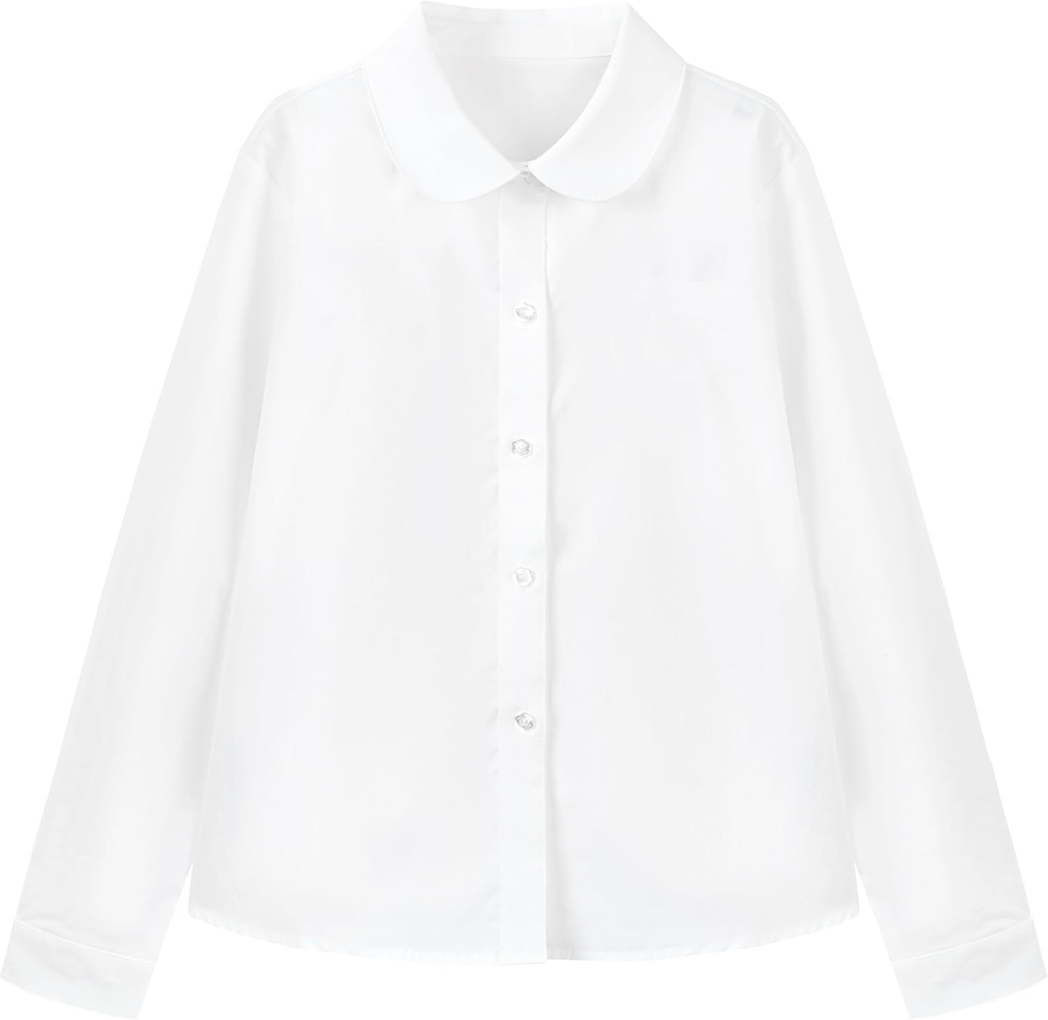 Everanne girls' long sleeve poplin school shirt with a club collar, made of stretch fabric for comfortable wear.