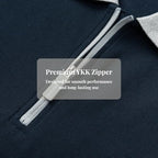 Everanne unisex piqué long sleeve quarter-zip jacket with contrast collar, casual men's and women's fashion shirt.